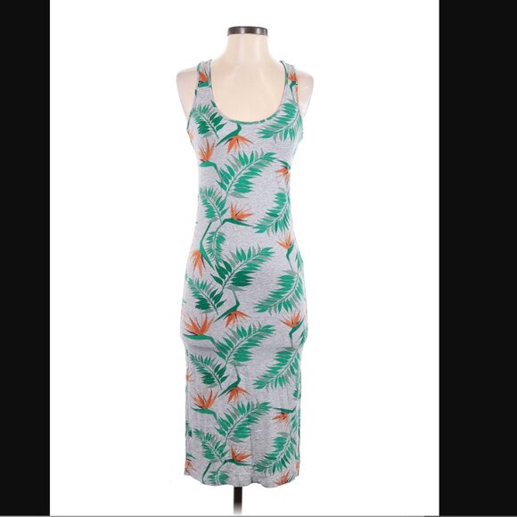 Alternative Apparel - Sleeveless Racerback Midi Dress | Small | Tropical Print - Picture 3 of 4